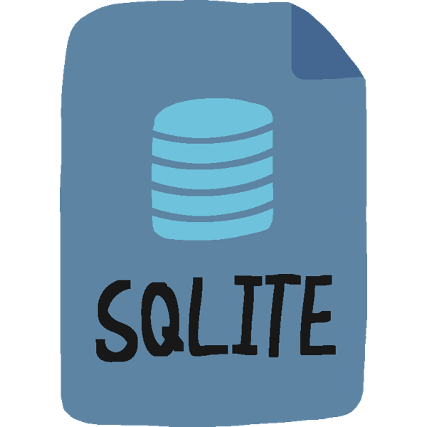 a cyan file with a database symbol on it and the label "SQLITE"